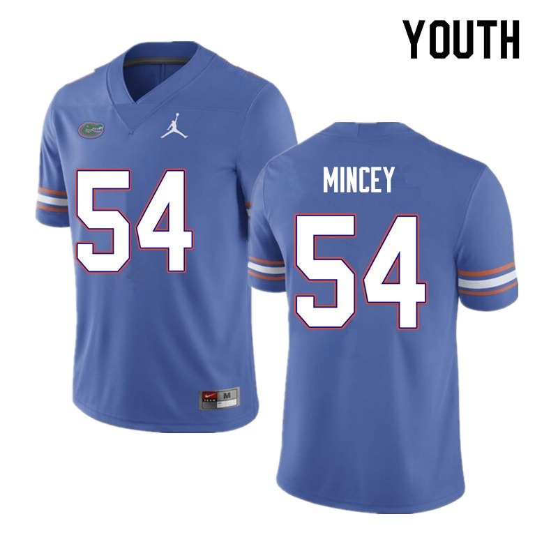 NCAA Florida Gators Gerald Mincey Youth #54 Nike Blue Stitched Authentic College Football Jersey XAJ1864NR